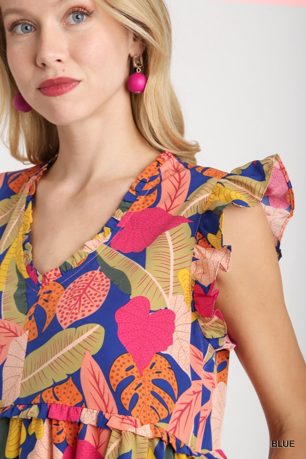Sweet Wishes Dress featuring vibrant tropical print, perfect for beach outings and curvy plus size fashion, from a coastal boutique.