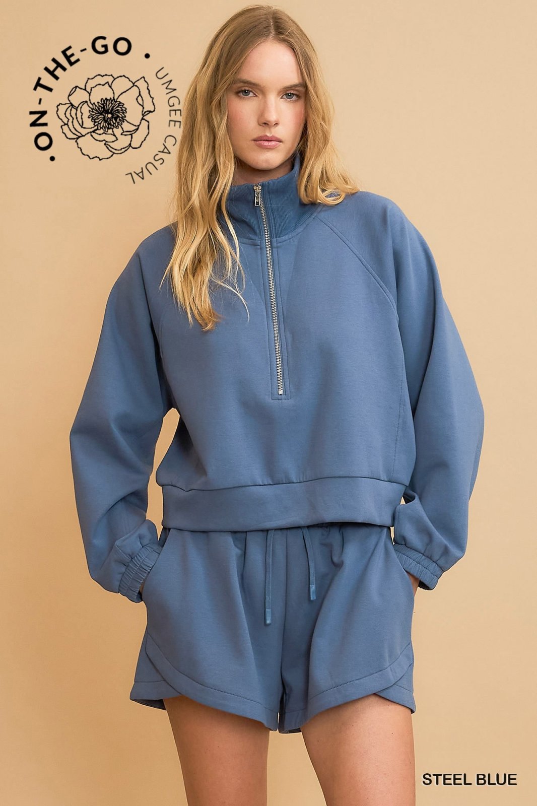 Stylish Steel Blue Luxeknit Set, perfect for coastal boutiques, beach dresses, and curvy plus size fashion.