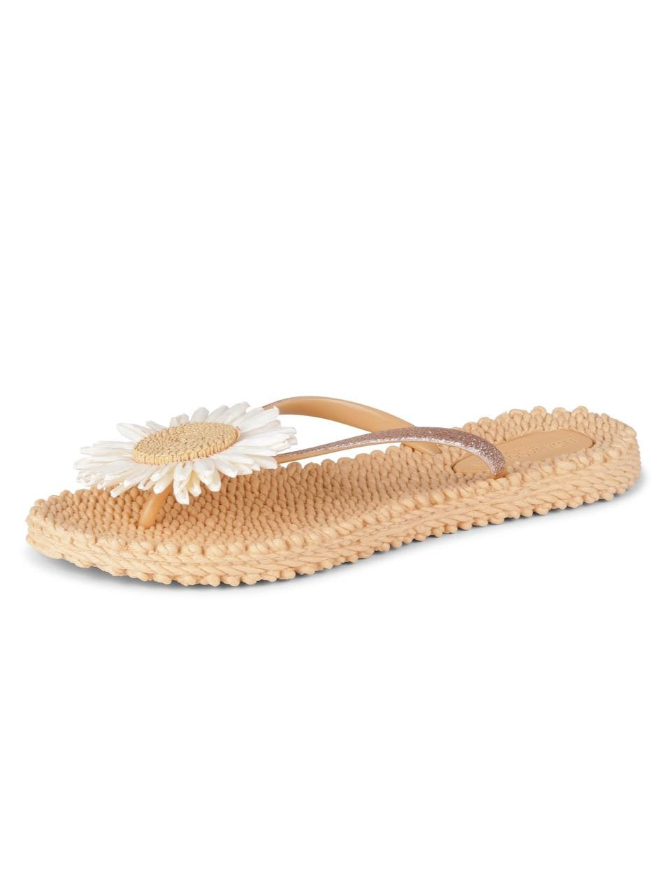 Cheerful Flip-Flop w/ Flower by Ilse Jacobsen-Creme 120A