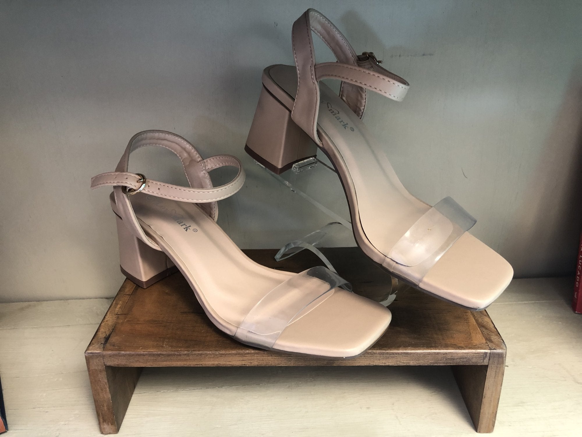 Stylish TAYLOR SHOE in nude with a block heel, perfect for coastal boutique clothing and tropical vacation dresses.