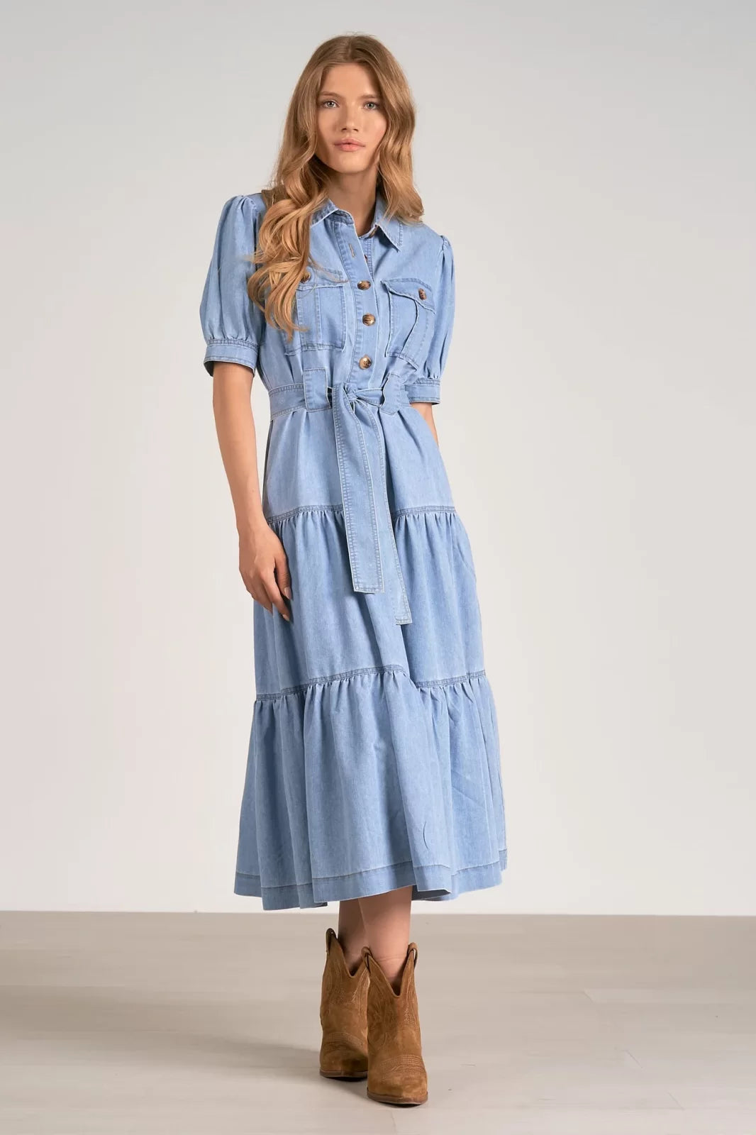 Denim for Days Midi Dress from Raggdoll Boutique, perfect for summer outfits Texas and trendy coastal style.