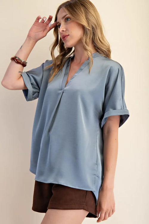 Carlie Top in Slate Blue