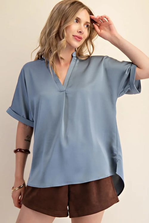 Carlie Top in Slate Blue