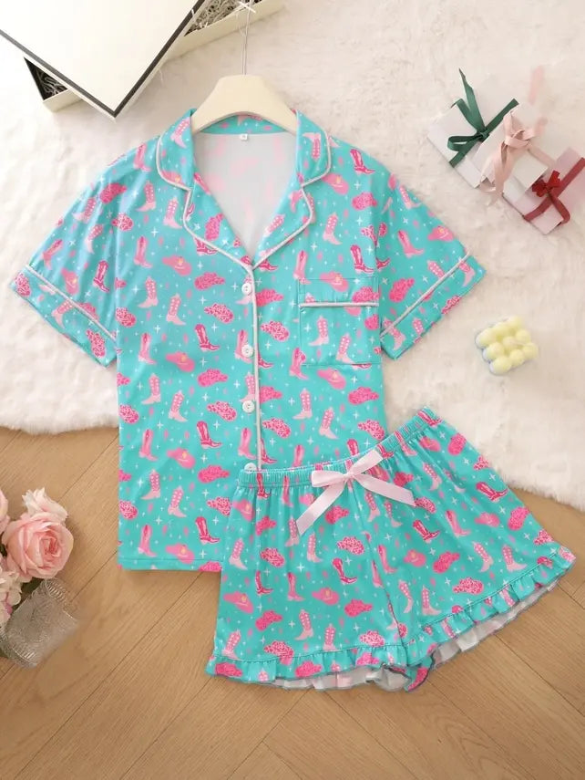 Cowgirl Hats & Boots Pajama Set