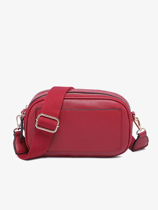 Sky Dual Zip Crossbody Bag w/Slip Pocket-Dark Red