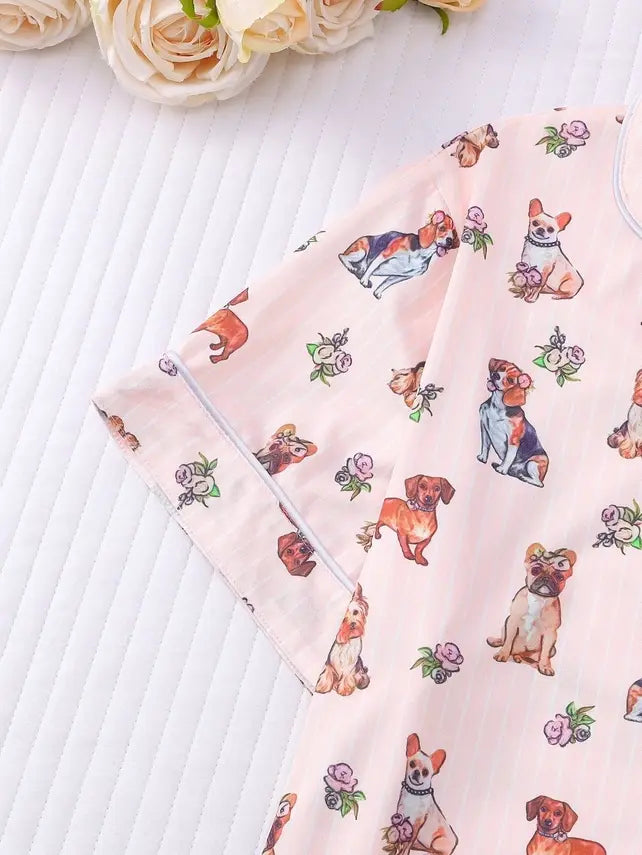 Floral Dog Print Pajama Set