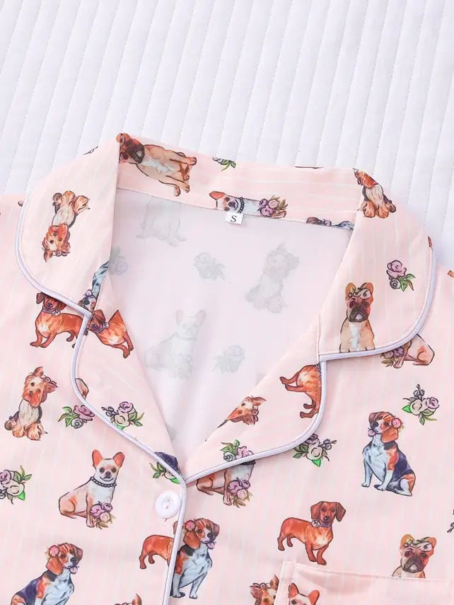 Floral Dog Print Pajama Set