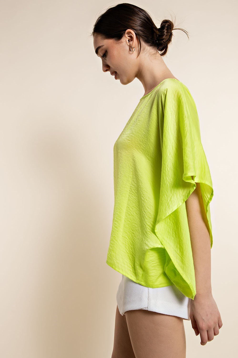 LIME SATIN TOP from Raggdoll Boutique, trendy coastal style for summer outfits Texas and vacation wardrobe.