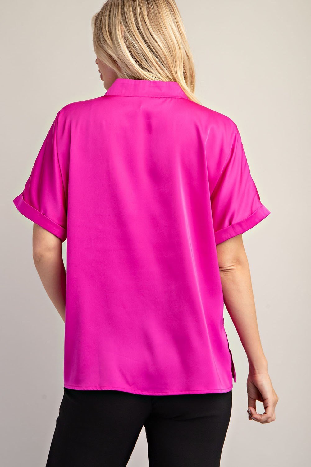 Back view of Abby Top in Magenta from Raggdoll Boutique, perfect for trendy coastal style and summer outfits Texas.