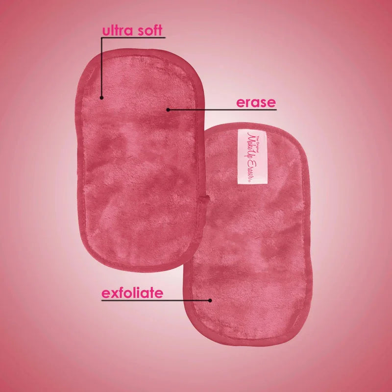 THE LOVE ERA 3-pc MINI PRO GIFT SET (MAKEUP ERASER) showing ultra soft fibers for erasing and exfoliating, perfect for sensitive skin.