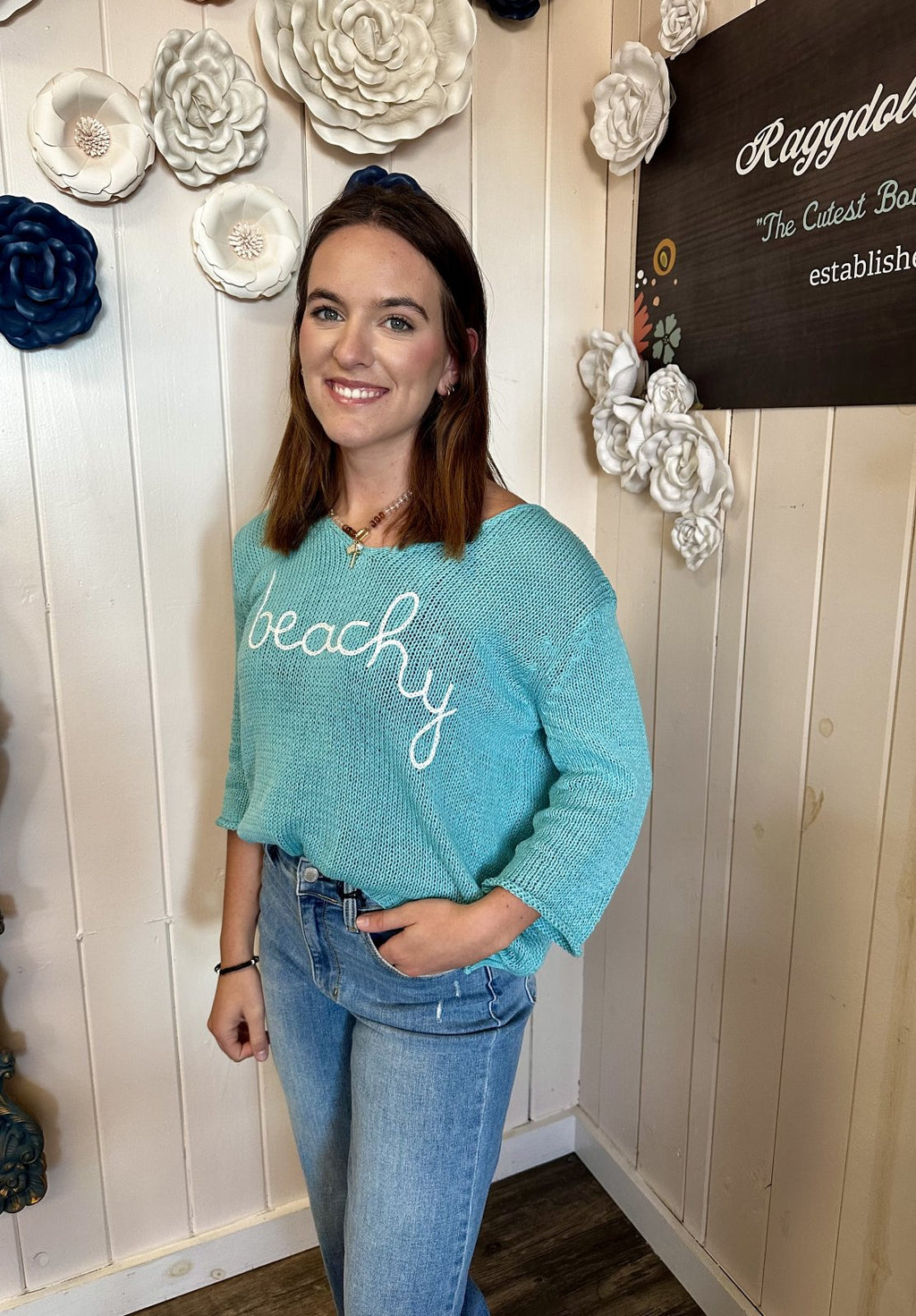 Wooden Ships Beachy Embroidered Sweater