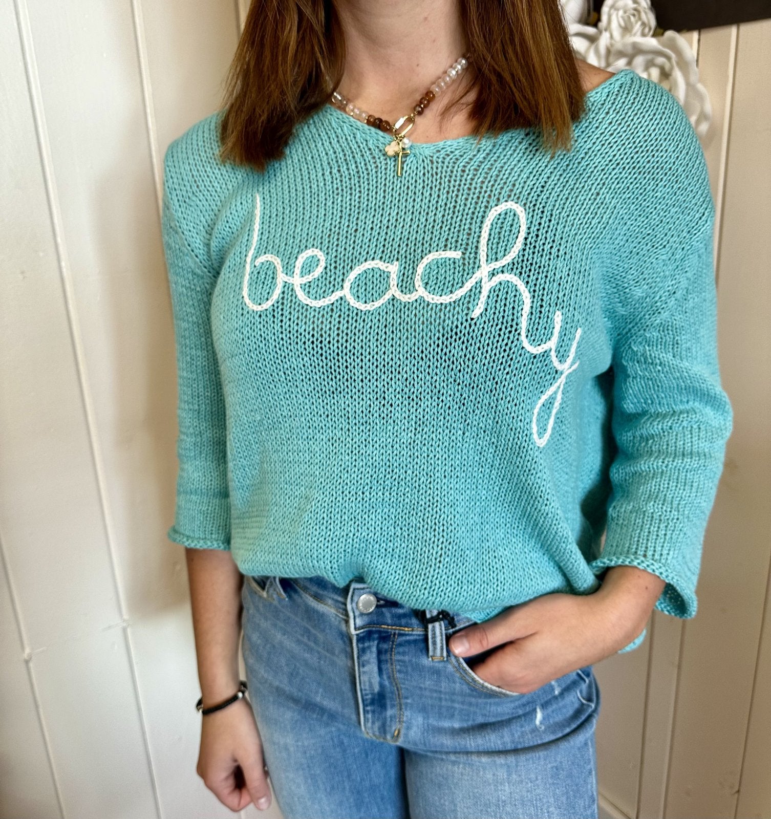 Wooden Ships Beachy Embroidered Sweater