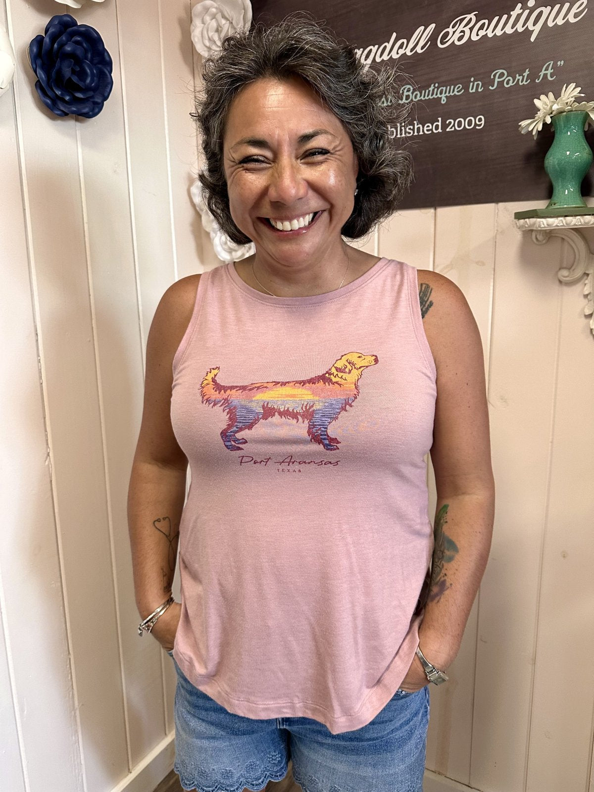 Heather Dusty Rose Tank W/ Dog