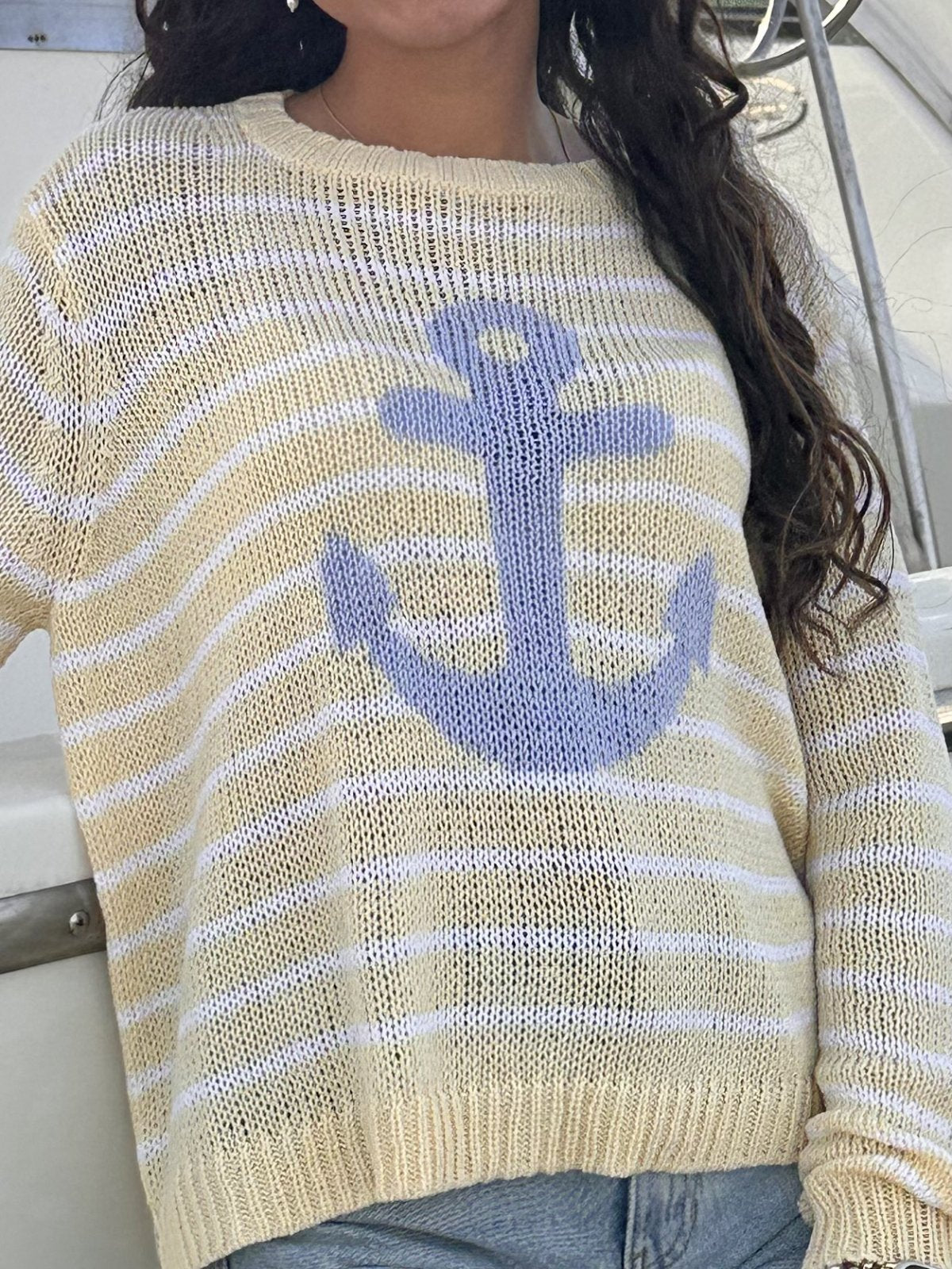 Wooden Ships  Stitched Anchor Crew-Dk Indigo
