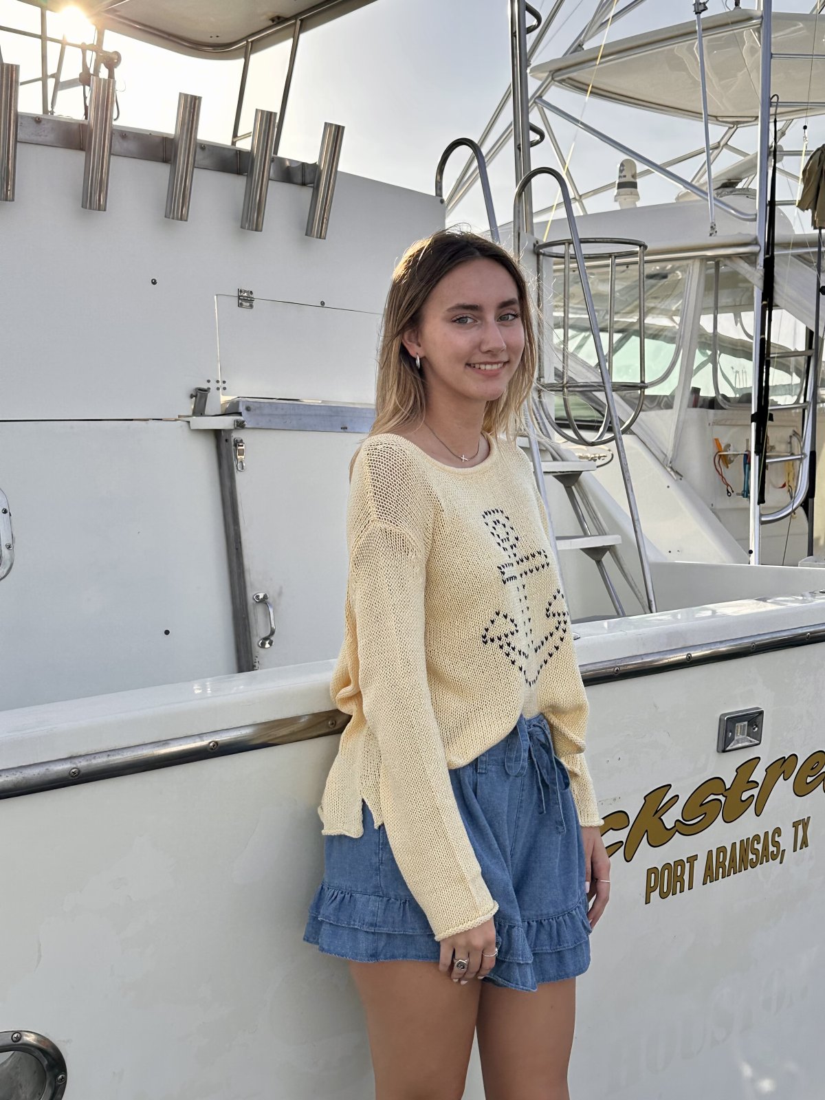 Wooden Ships Anchor Stripe Crew-Sunlight