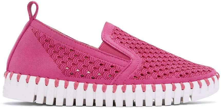 ROSE VIOLET TULIPS by ILSE JACOBSEN 140, trendy pink slip-on shoes for women, perfect travel footwear from Raggdoll Boutique.