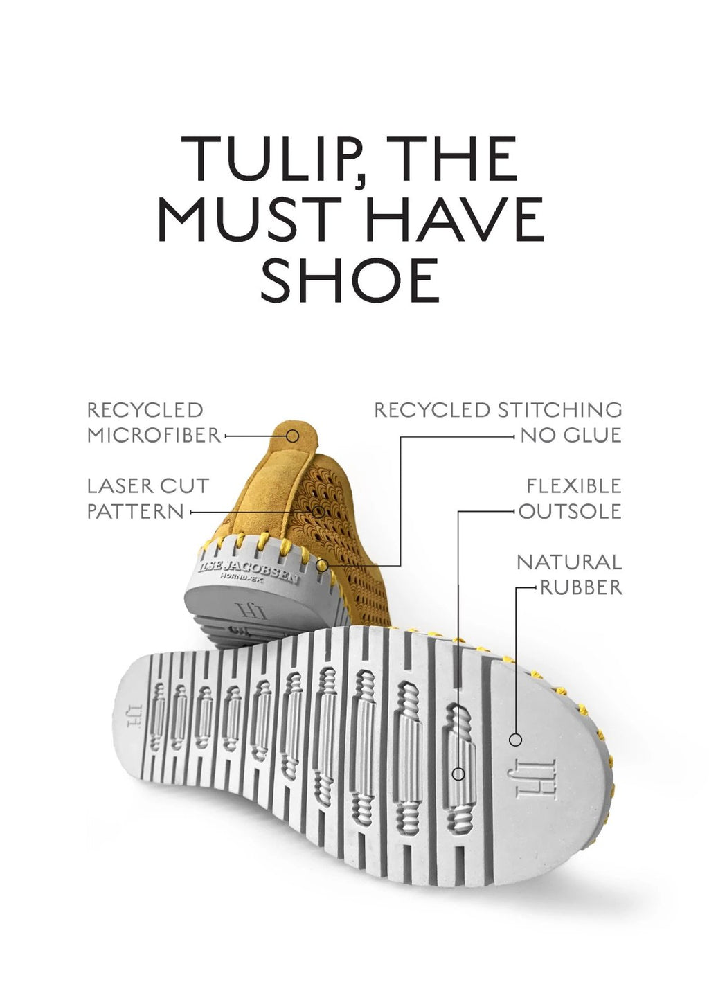 SAND PILE TULIPS by ILSE JACOBSEN 3565 features recycled microfiber, flexible outsole, natural rubber, and laser cut design.