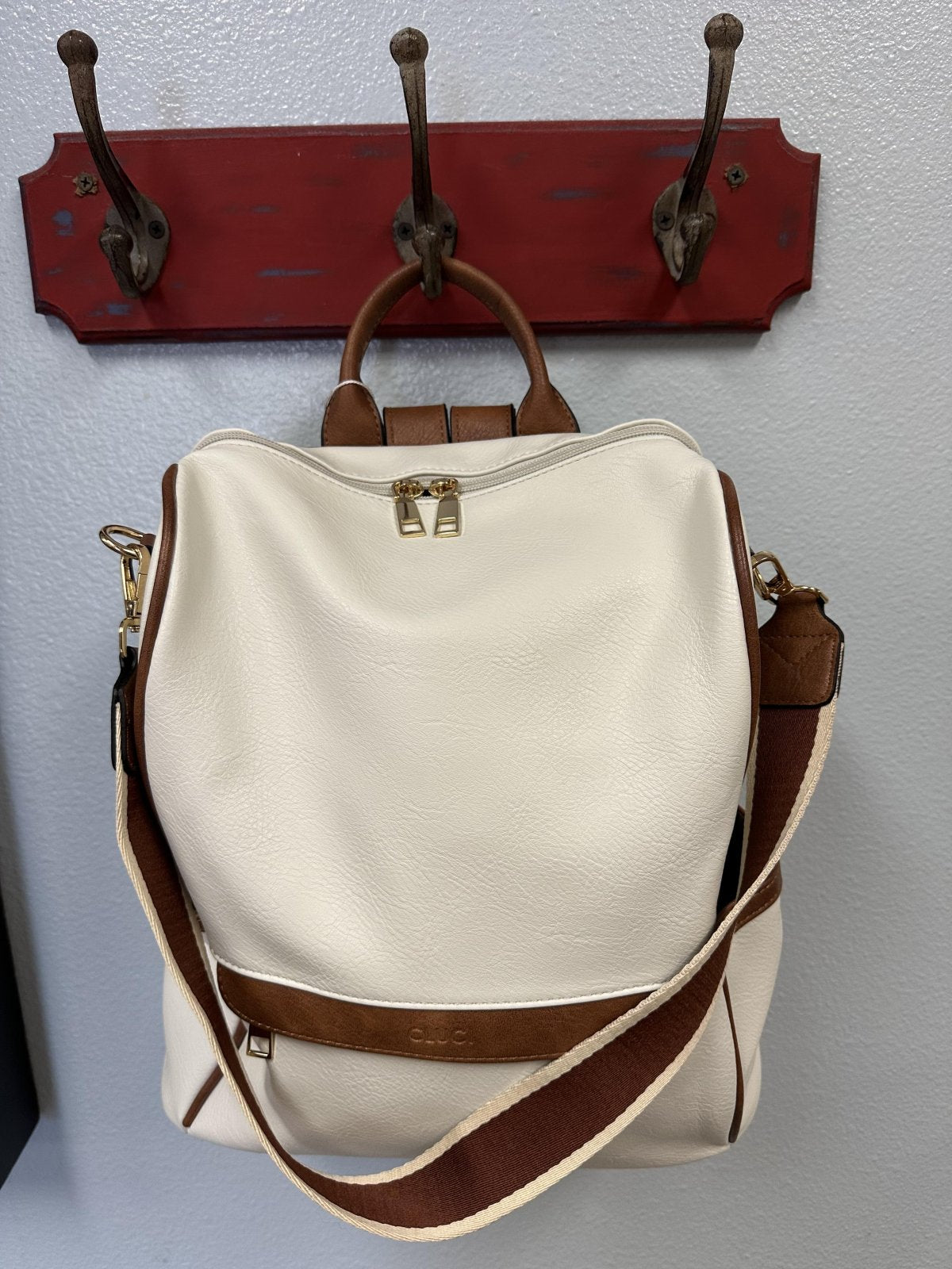 Chic 2 Tone Back Pack from Port Aransas boutique, perfect for curvy plus size fashion and tropical vacation dresses.