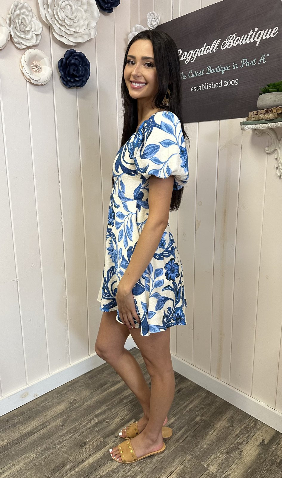 Model in Clara Dress featuring coastal boutique clothing style, perfect for beach days and tropical vacations.