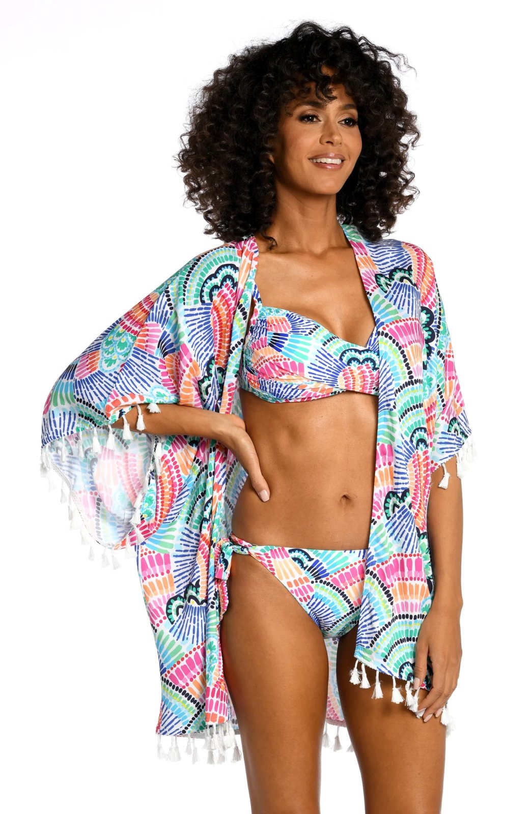 WAVES KIMONO LA BLANCA stylish beach cover-up, trendy coastal style from Raggdoll Boutique, perfect for summer outfits Texas.
