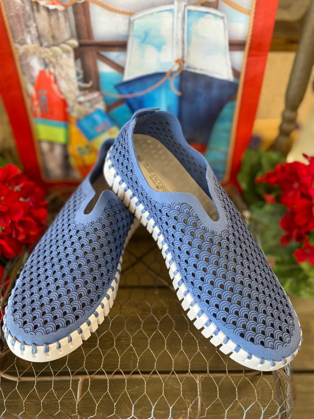 LIGHT REGATTA TULIPS by ILSE JACOBSEN 139 trendy blue boutique shoes from Raggdoll Boutique in Port Aransas.