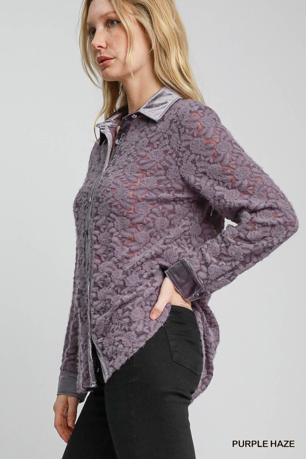 Stylish Purple Haze top from Port Aransas boutique, perfect for beach dresses and curvy plus size fashion.
