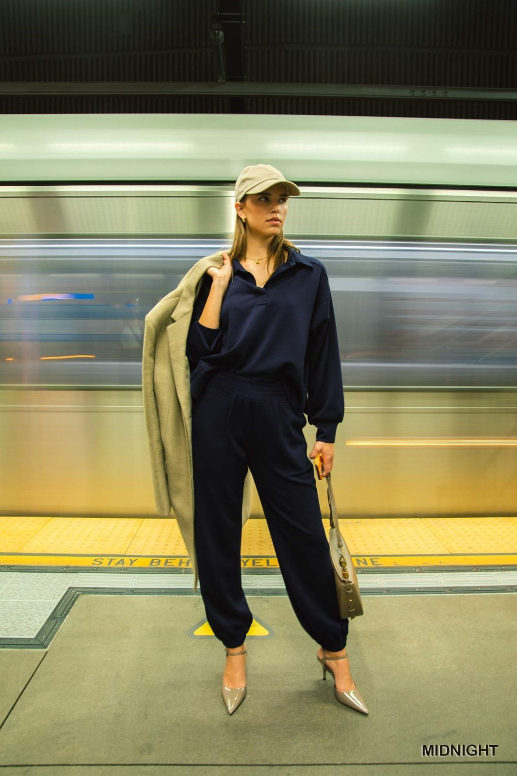 Chic Midnight Jogging Suit featuring stylish tops for women, perfect for coastal boutique clothing and curated women's fashion.