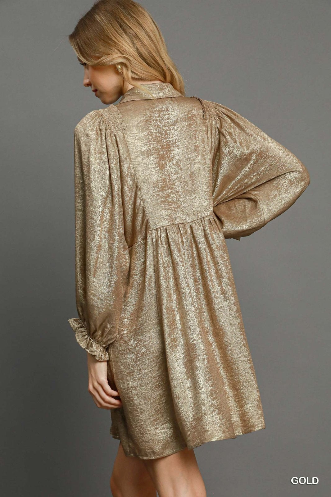 Nora Dress in gold, a stylish beach dress perfect for Port Aransas boutique shoppers seeking curated women's fashion.