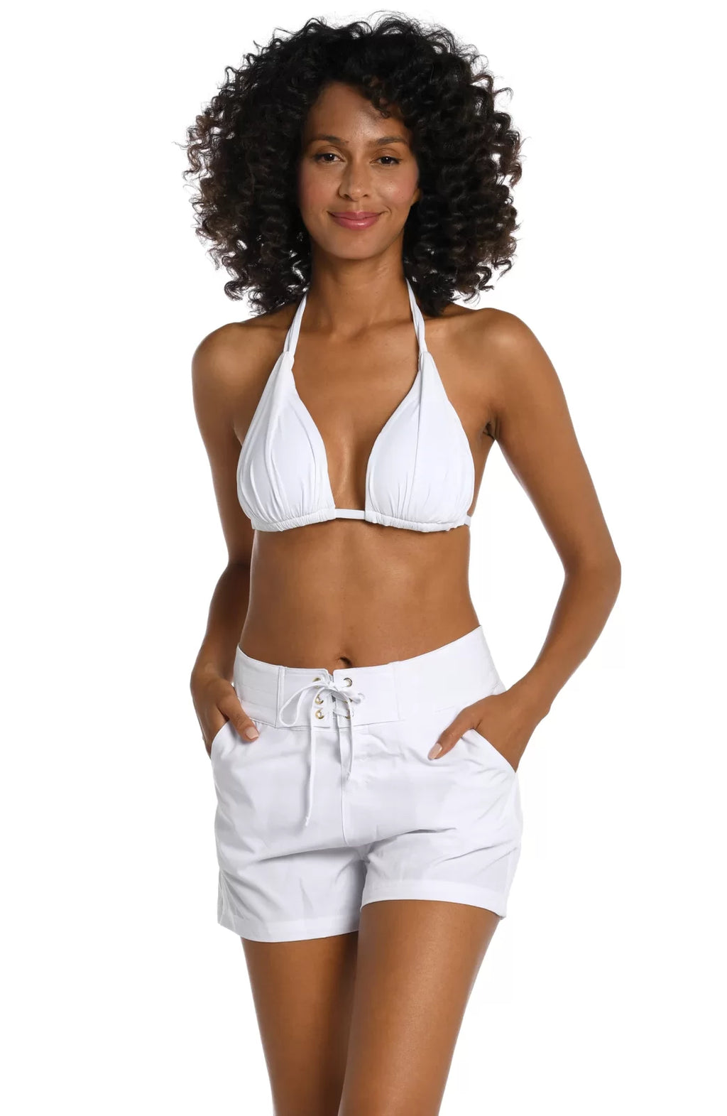 La Blanca White Board Shorts featured at Raggdoll Boutique, perfect for trendy coastal style and summer outfits Texas.