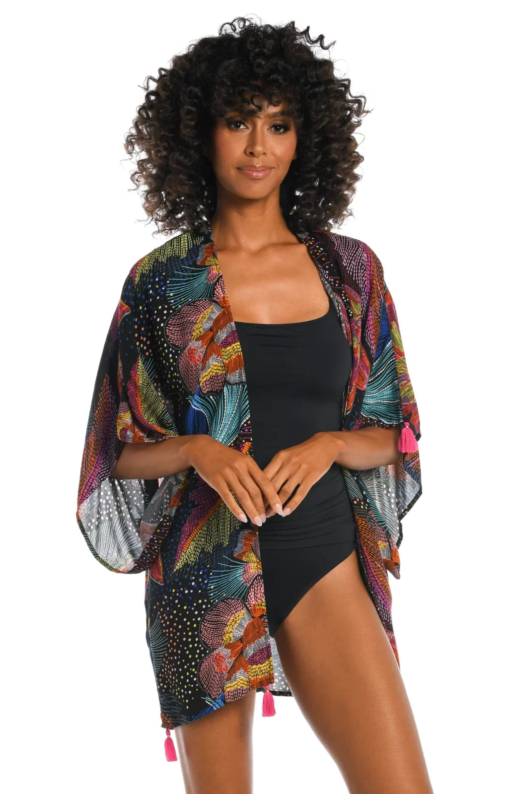 SUNLIT SOIREE KIMONO from Raggdoll Boutique, vibrant coastal style perfect for summer outfits in Texas.