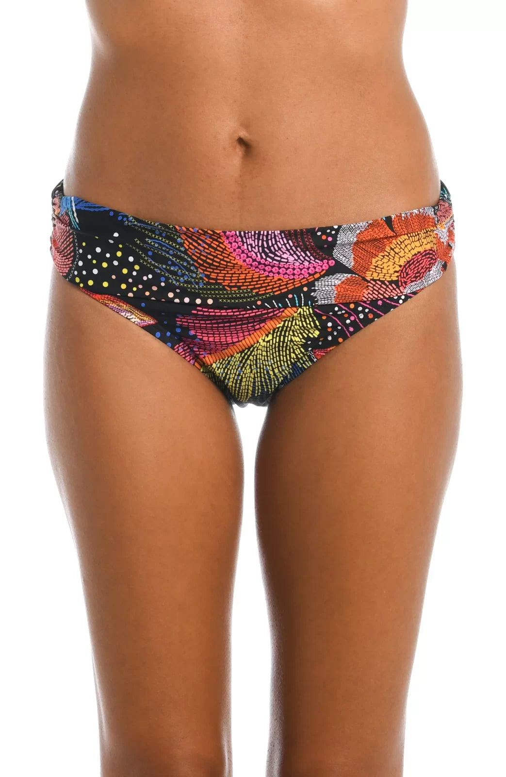 SUNLIT SHIRRED BOTTOMS in vibrant floral print, perfect for coastal fashion at Raggdoll Boutique.
