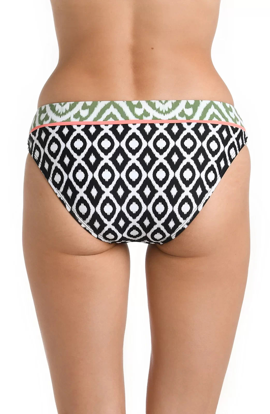 DESERT DUNES BANDED HIPSTER BOTTOM- LA BLANCA back view, trendy coastal style swimwear at Raggdoll Boutique.