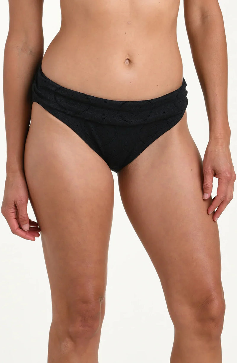 Mantra Medallion Shirred Band Hipster Bottom- Black