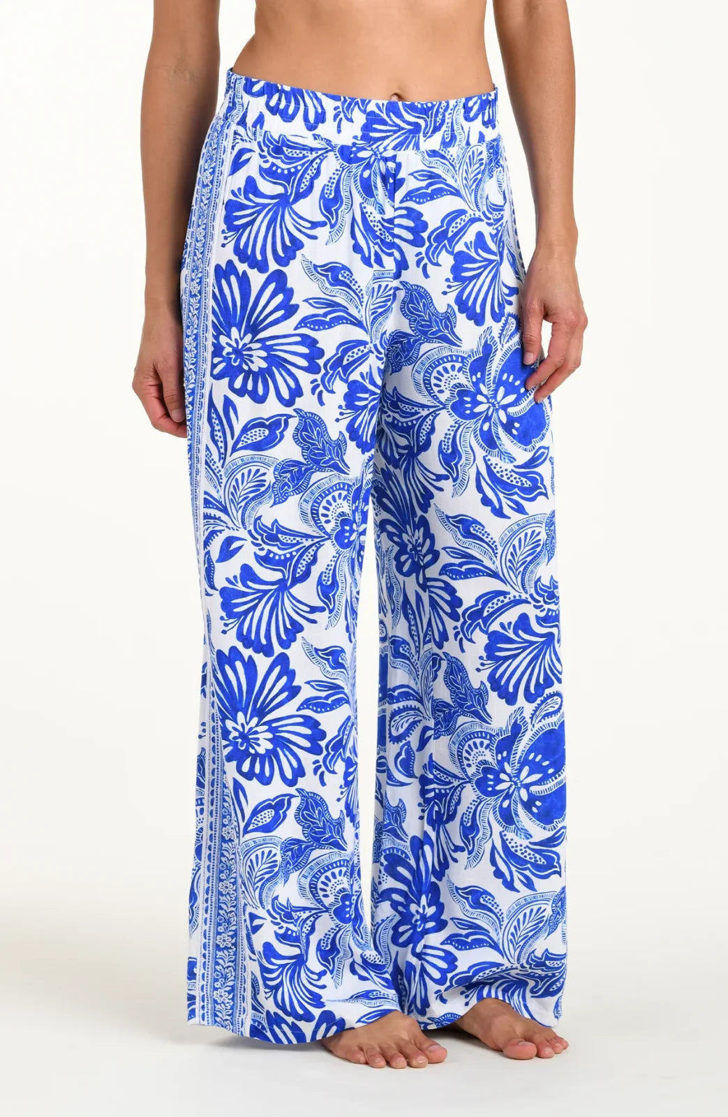 Botanical Brocade Beach Pants - Lapis