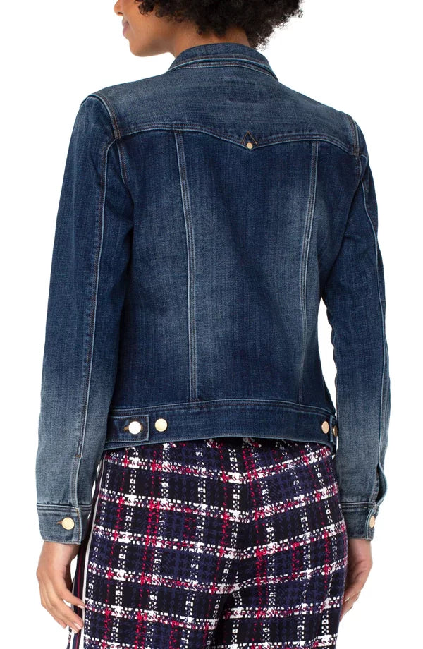 LP Classic Jean Jacket back view featuring trendy coastal style from Raggdoll Boutique.