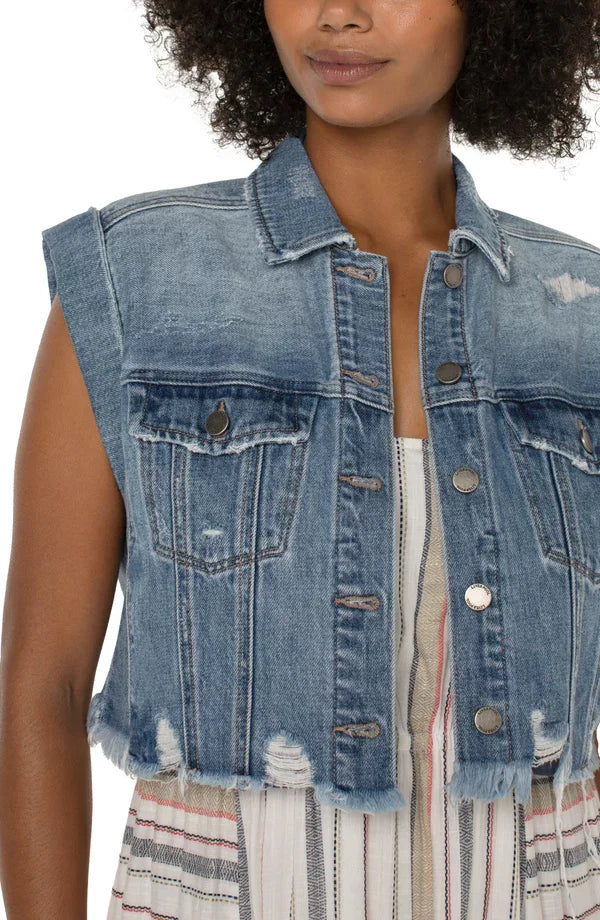LIVERPOOL CROPPED JEAN JACKET from Raggdoll Boutique, perfect for summer outfits Texas and trendy coastal style.