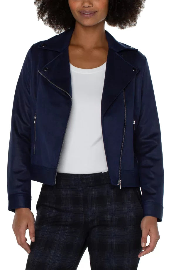 LIVERPOOL MYSTIC NAVY MOTTO JACKET featured in Raggdoll Boutique, stylish coastal fashion for summer wardrobe.