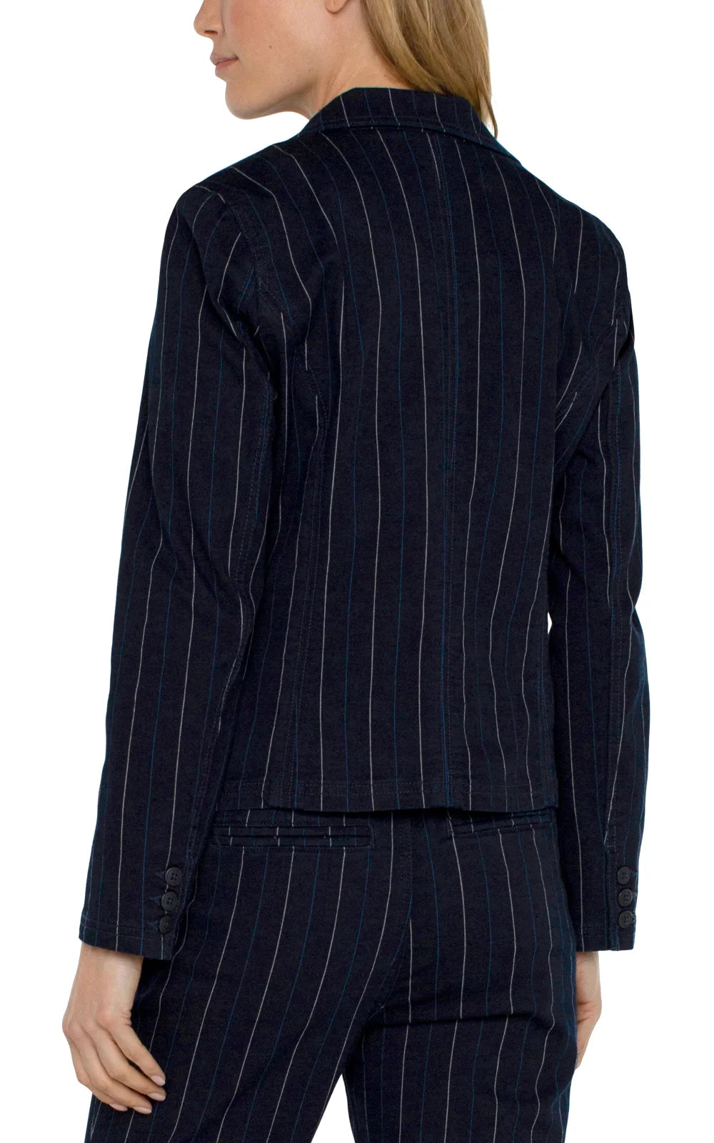 Back view of Liverpool Notch Collar One Button Blazer, perfect for coastal boutique clothing and curated women's fashion.