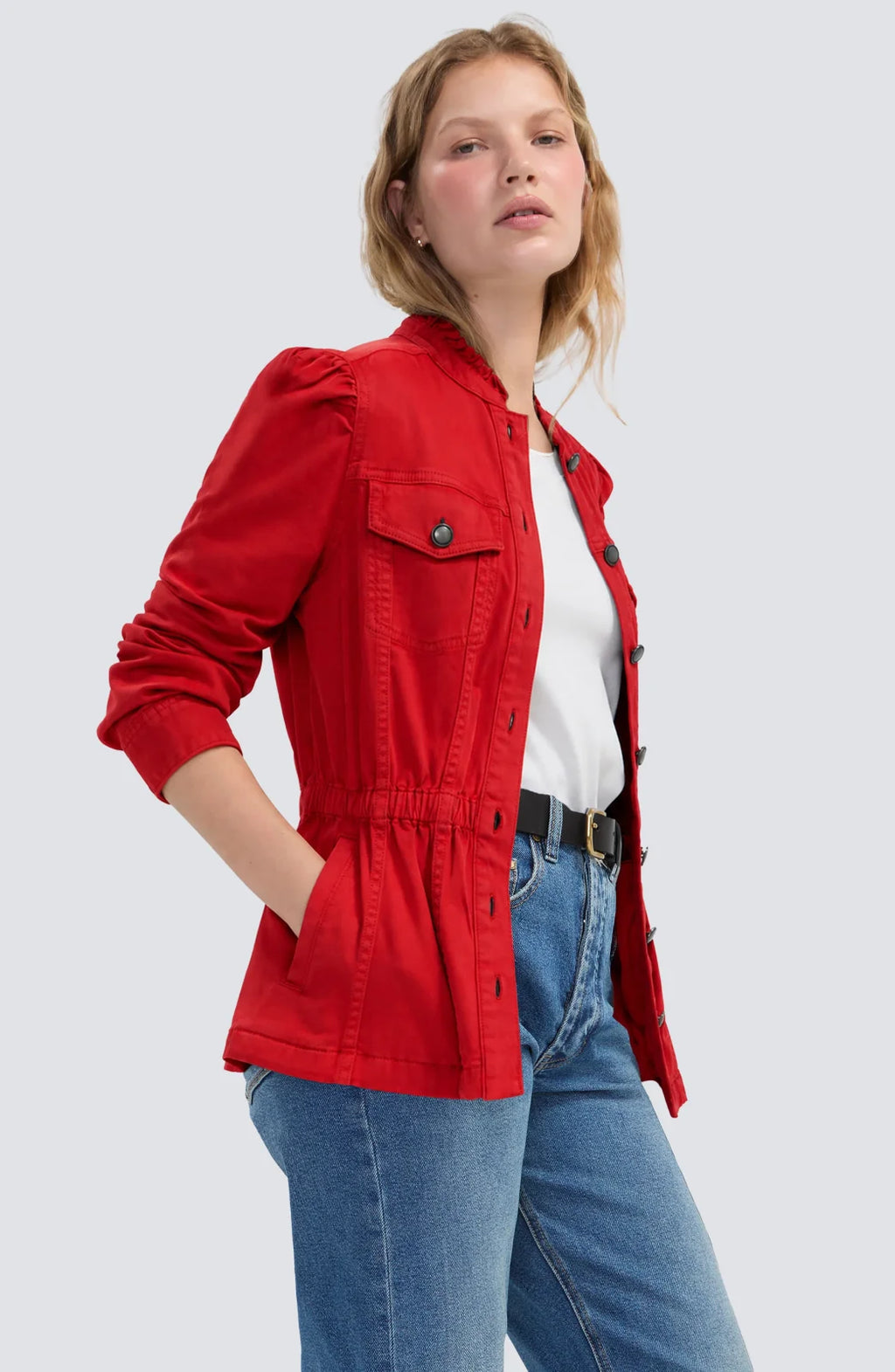 LP Puff Sleeve Trucker Jacket-Sundance Red