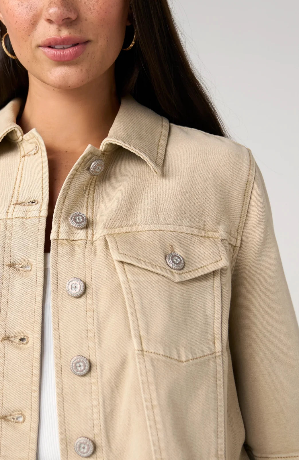 LP -3/4 Sleeve Frayed Flounce Jacket -Khaki