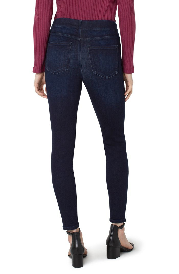 Back view of CHLOE HI-RISE ANKLE SKINNY JEAN LIVERPOOL worn with a stylish top at Raggdoll Boutique.