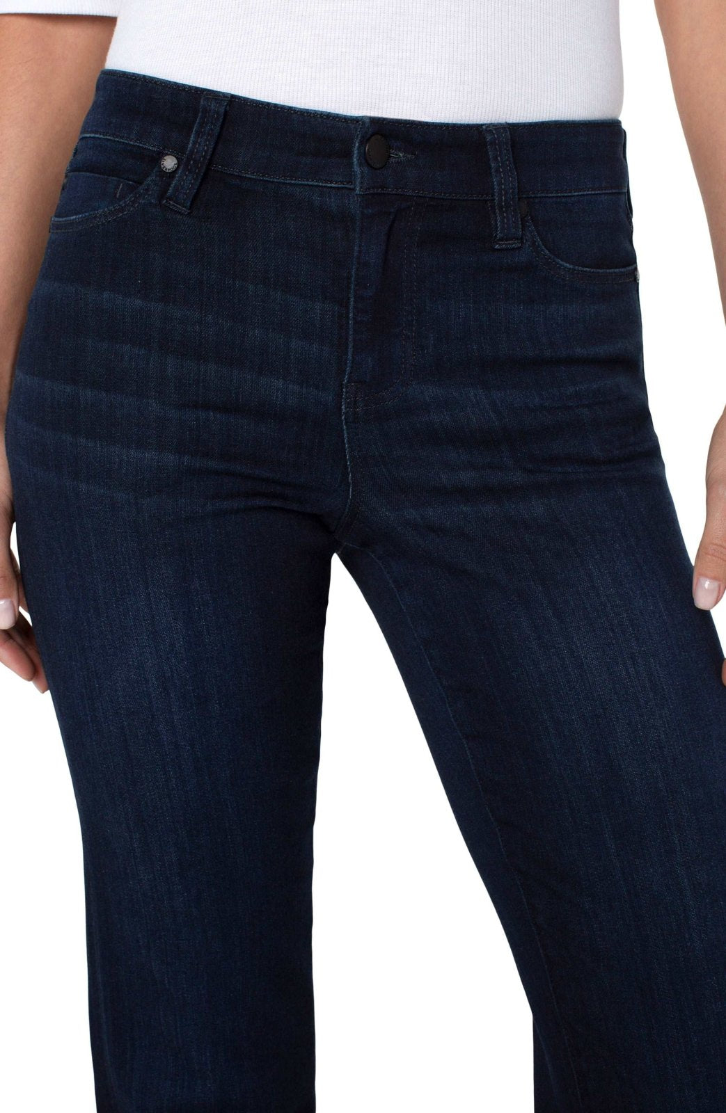 Liverpool Kennedy Straight dark wash jeans, perfect for coastal boutique clothing and curvy plus size fashion.