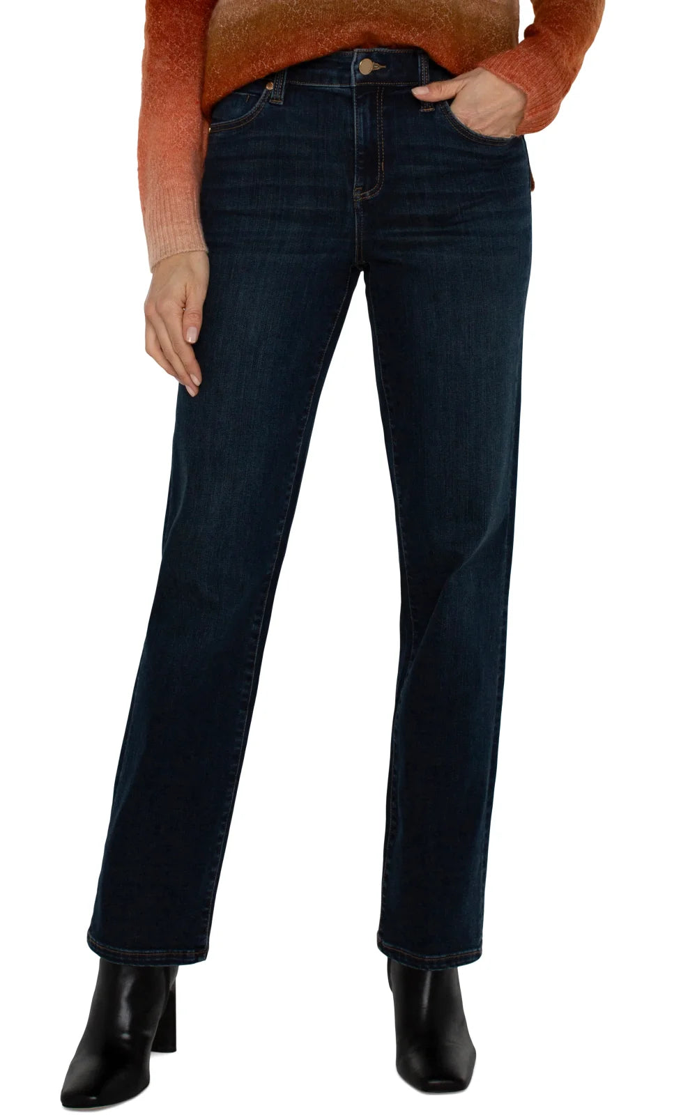 Liverpool Kennedy Straight Jeans in San Dimas Wash, perfect for coastal boutique clothing and curated women's fashion.