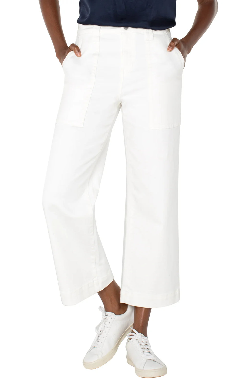 Liverpool Bone-White Stride Crop Jean, stylish women's bottoms from a coastal boutique, perfect for summer outfits.