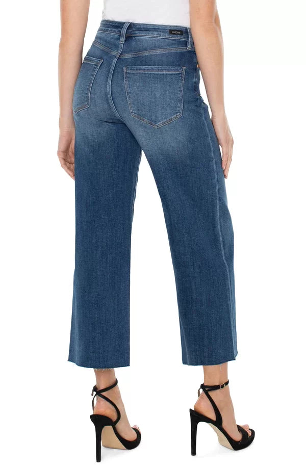 Back view of LP Stride Hi-Rise Crop Wide Leg Jeans showcasing trendy coastal style, perfect for summer outfits Texas.