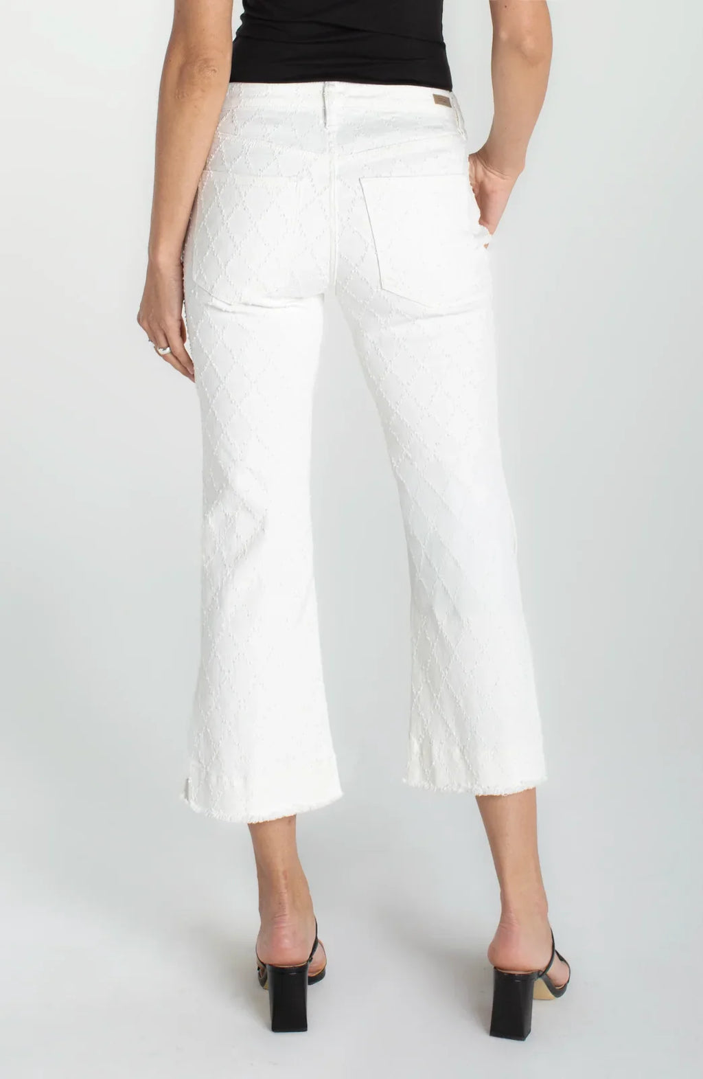 LP Hannah Crop Flare W/ Wide Hem And Slit-White DM