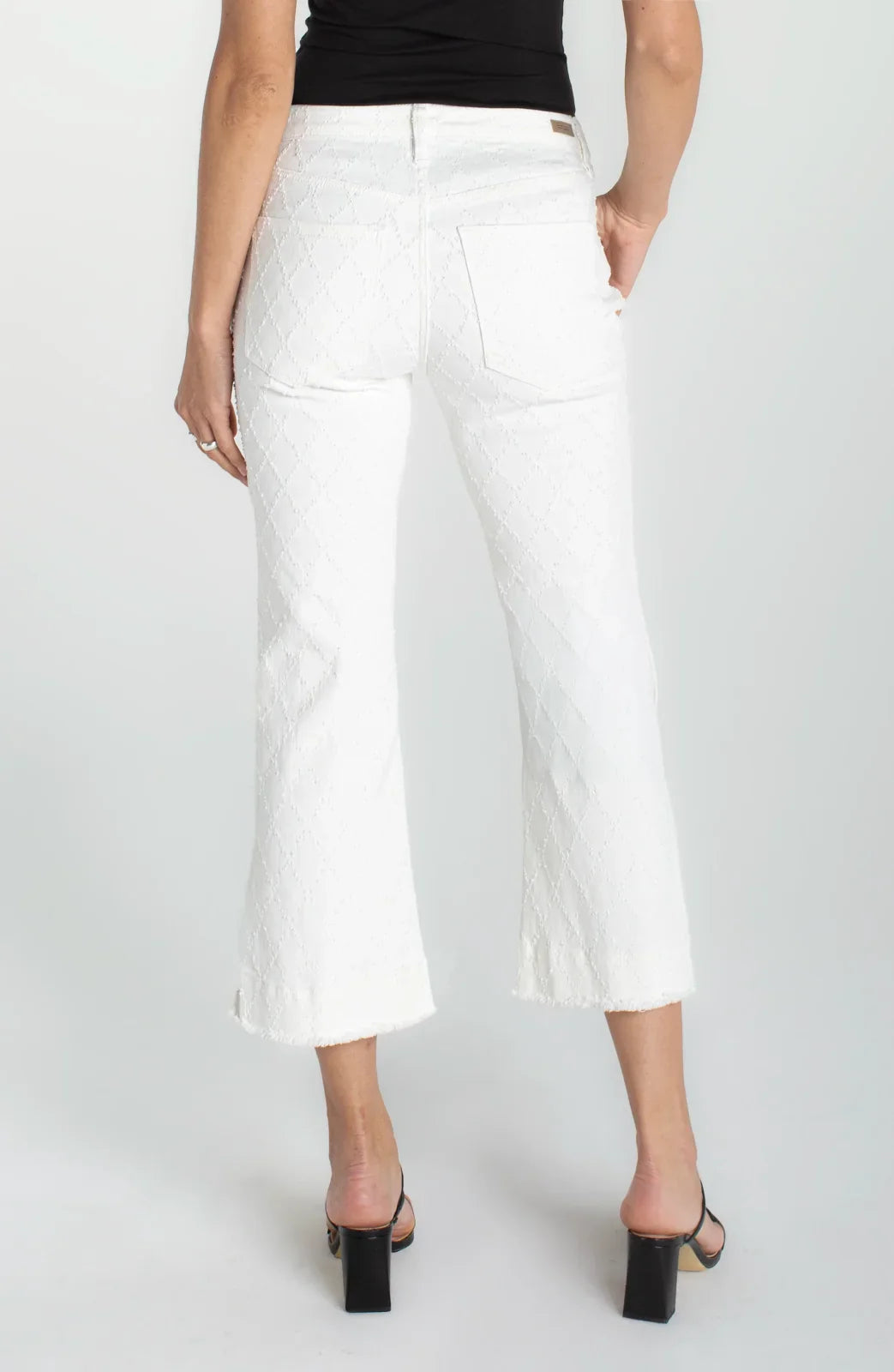 LP Hannah Crop Flare W/ Wide Hem And Slit-White DM