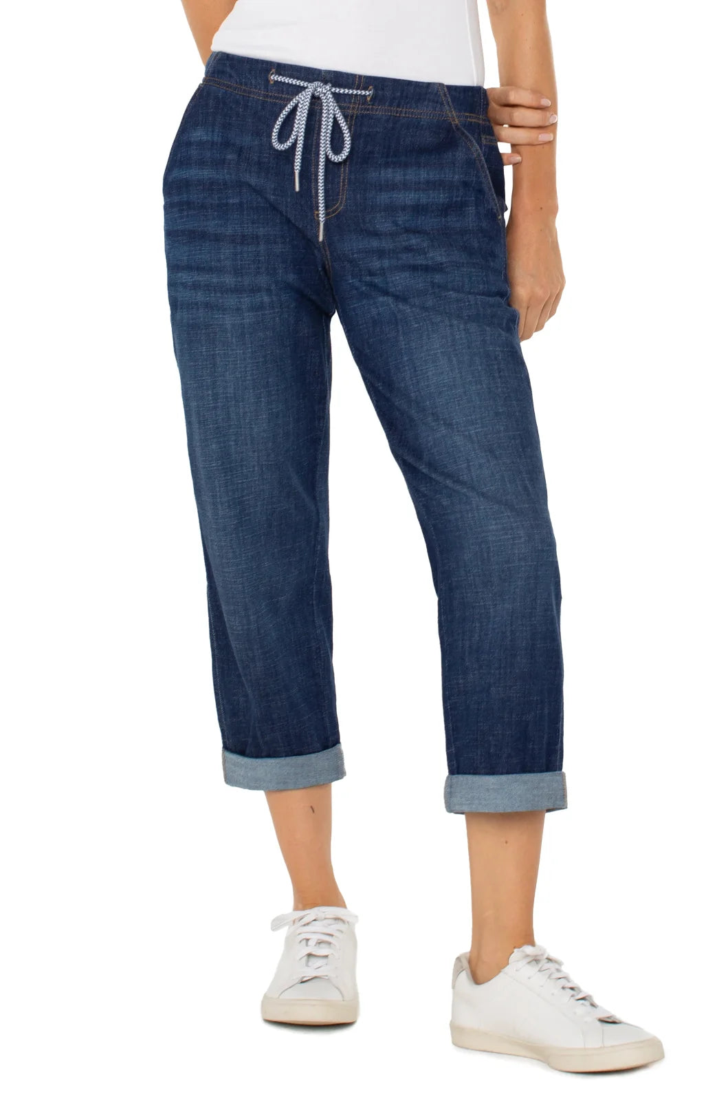 LP San Gabriel Drawstring Pants in dark denim, relaxed fit, perfect for coastal boutique clothing and casual beach outings.