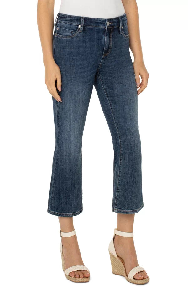 LIVERPOOL HANNAH CROP FLARE JEANS worn with wedges, showcased by Raggdoll Boutique, Port Aransas boutique for trendy coastal style.