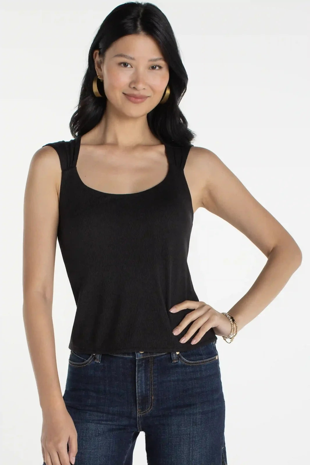 LP Sleeveless Built-in Bra Knit Top-Black